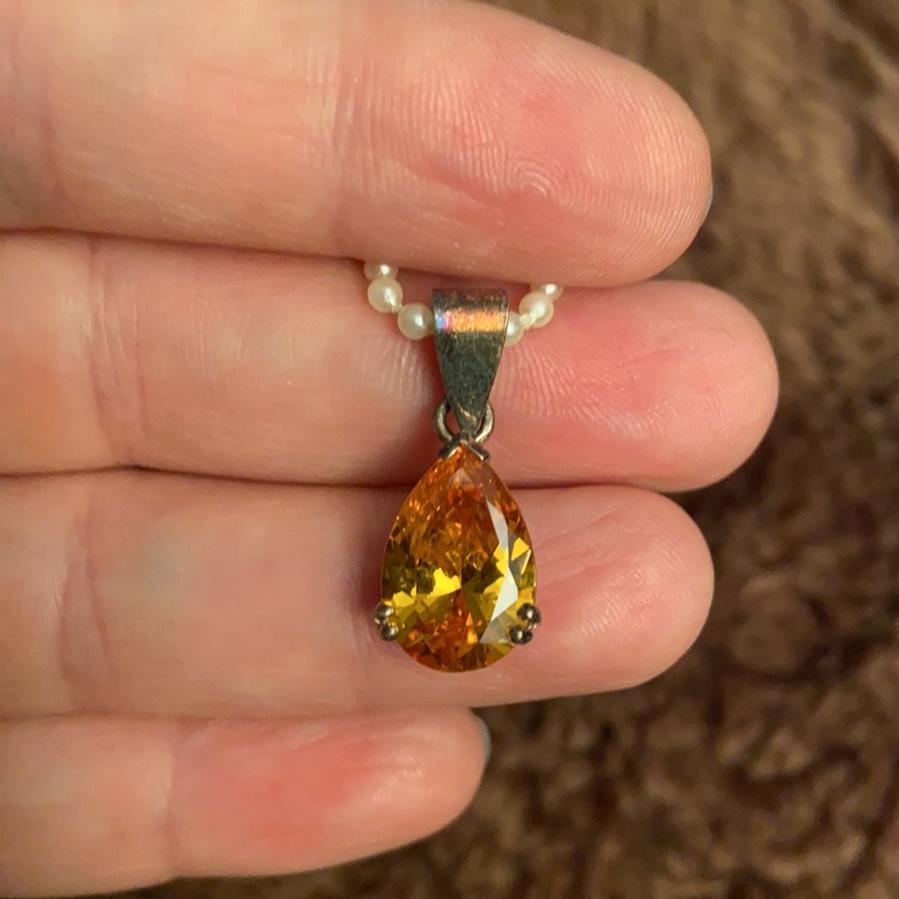 Pear shaped Citrine Pendant in 925 Silver setting Gorgeous and rare